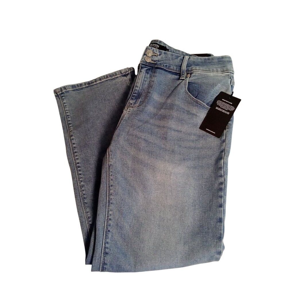 Hudson Women's Light Wash Jeans Size 12 Straight Leg Stretch Button Pockets NEW